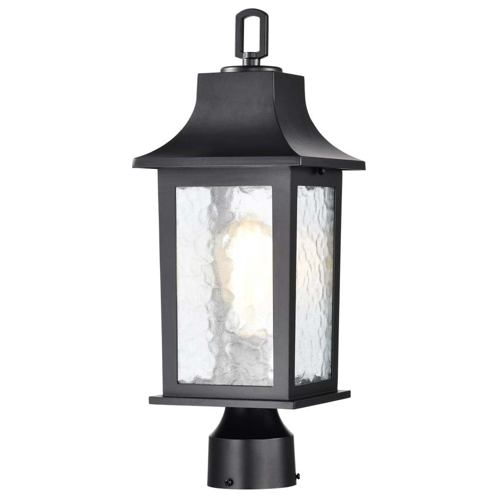 Stillwell Outdoor 17-in Post Light Lantern Matte Black w/ Clear Water Glass
