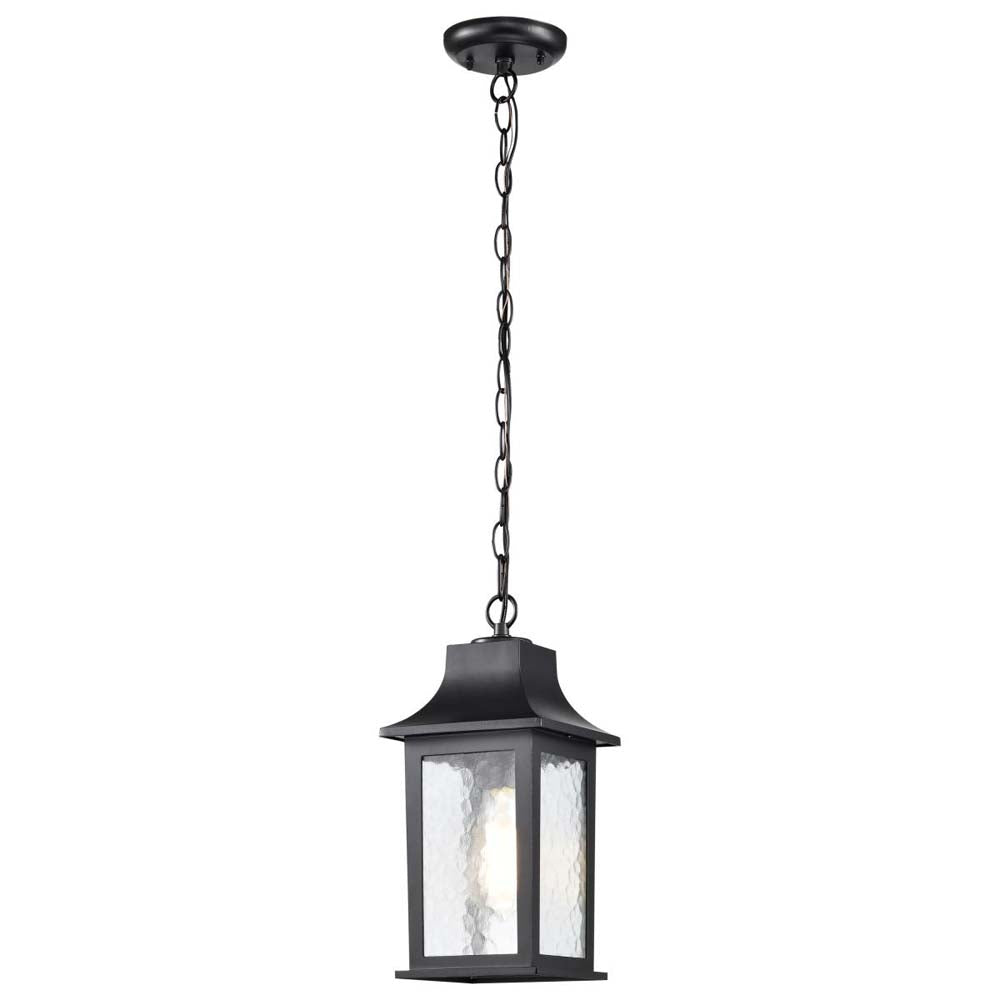 Stillwell Outdoor 14-in Hanging Light Matte Black Finish w/ Clear Water Glass