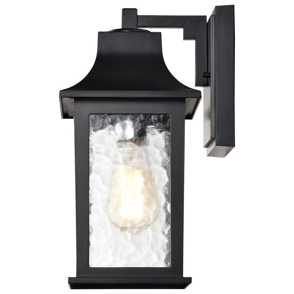 Stillwell Outdoor 13-in Wall Light Matte Black Finish w/ Clear Water Glass