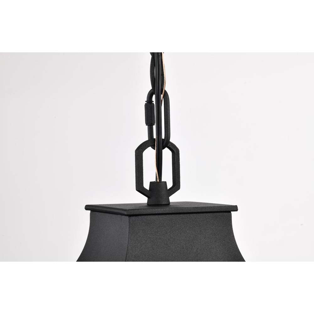 Austen Outdoor 17-in Hanging Light Matte Black Finish w/ Clear Water Glass