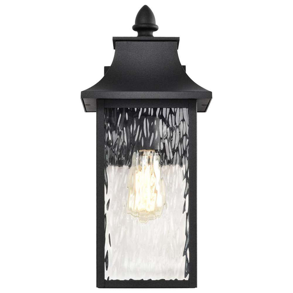 Austen Outdoor 17-in Large Wall Light Matte Black Finish w/ Clear Water Glass