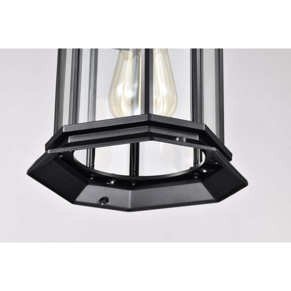 Hopkins Outdoor 12-in Hanging Lantern Matte Black Finish w/ Clear Glass