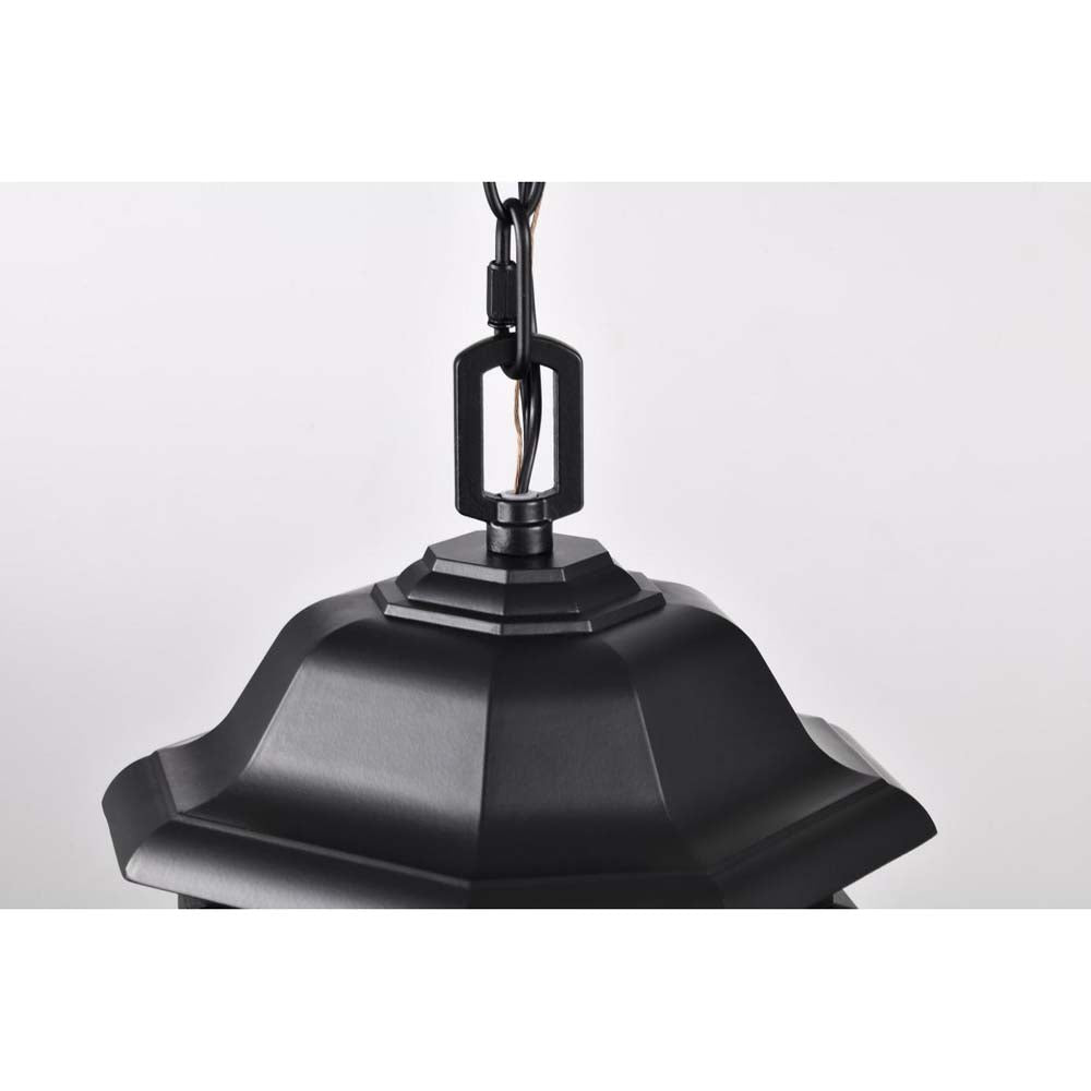 Hopkins Outdoor 12-in Hanging Lantern Matte Black Finish w/ Clear Glass