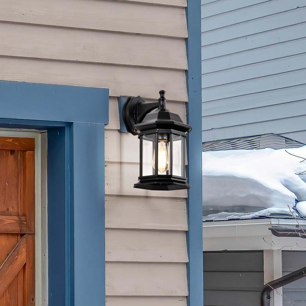 Hopkins Outdoor 13-in Large Wall Light Matte Black Finish w/ Clear Glass