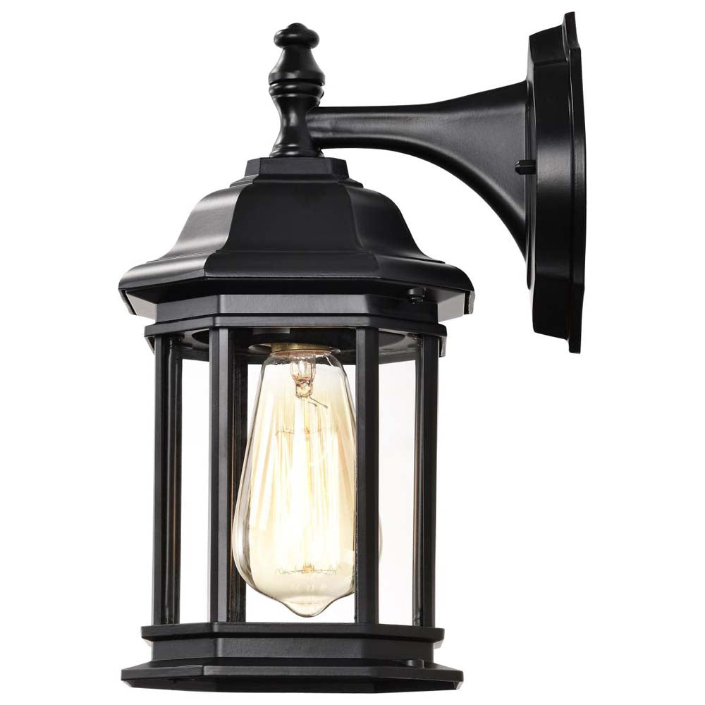 Hopkins Outdoor 12-in Small Wall Light Matte Black Finish w/ Clear Glass