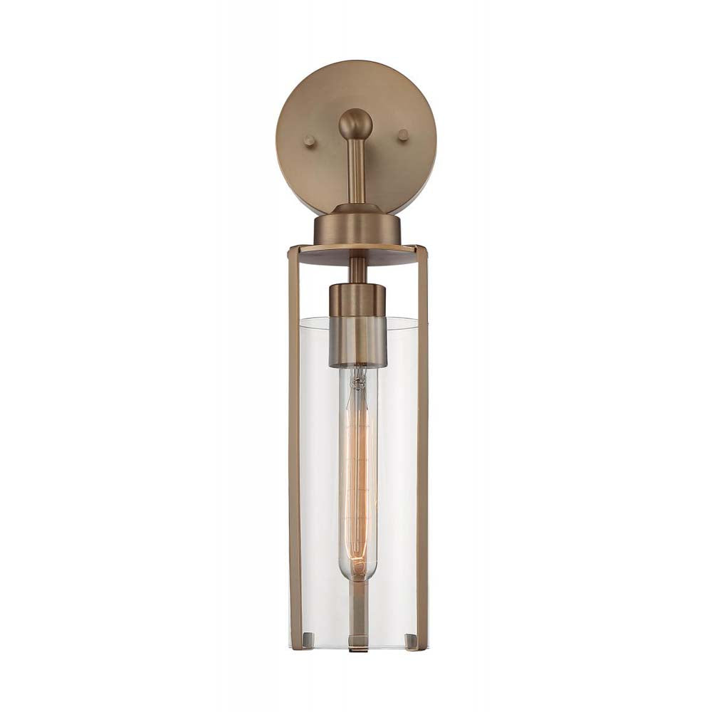 Marina Wall Sconce Fixture Burnished Brass Finish w/ Clear Glass 120v