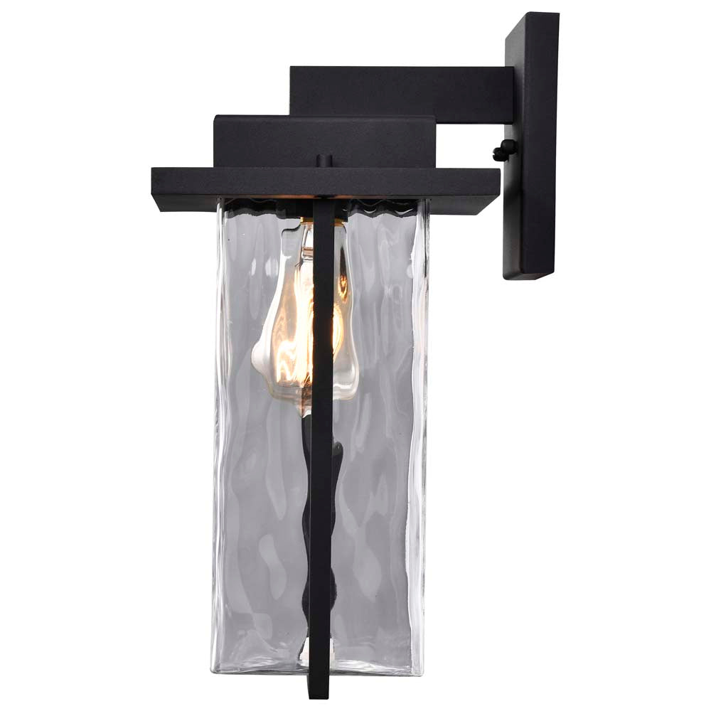 Vernal Large Wall Lantern Matte Black with Clear Water Glass