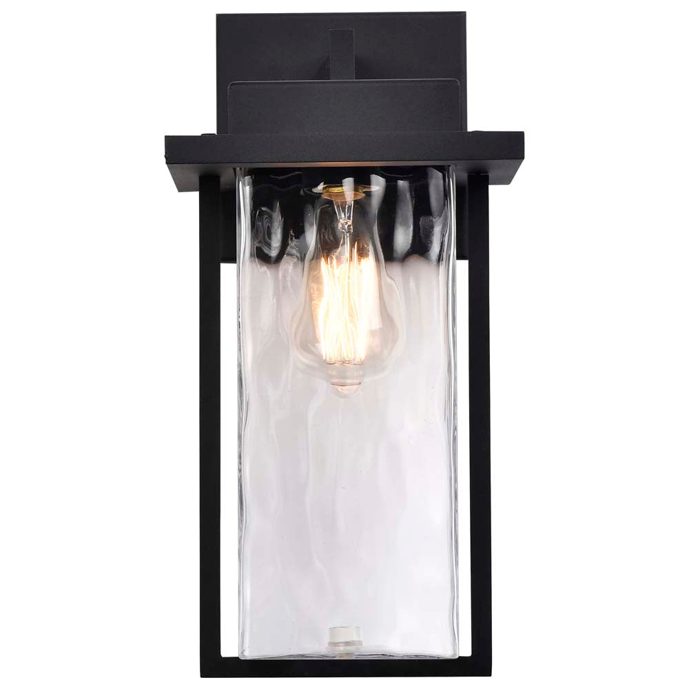 Vernal Large Wall Lantern Matte Black with Clear Water Glass