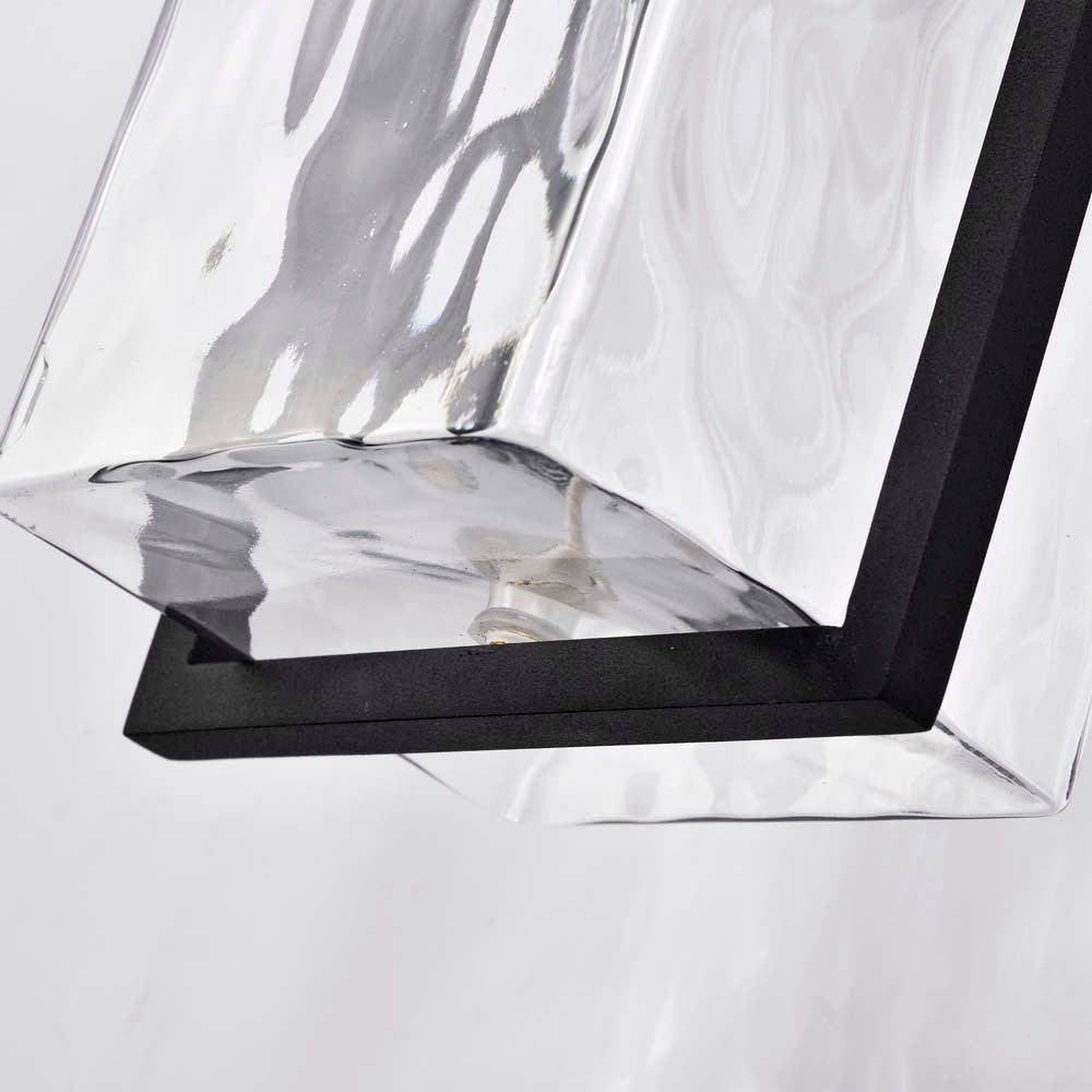 Vernal Large Wall Lantern Matte Black with Clear Water Glass