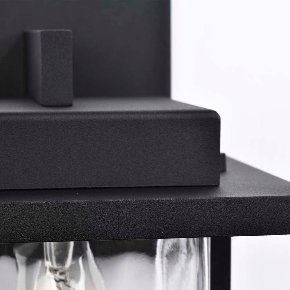 Vernal Large Wall Lantern Matte Black with Clear Water Glass