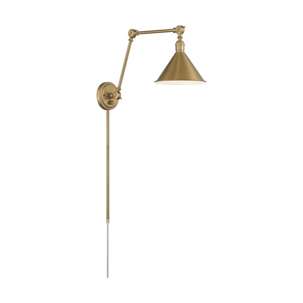 Delancey Swing Arm Lamp Burnished Brass w/ Switch 120v