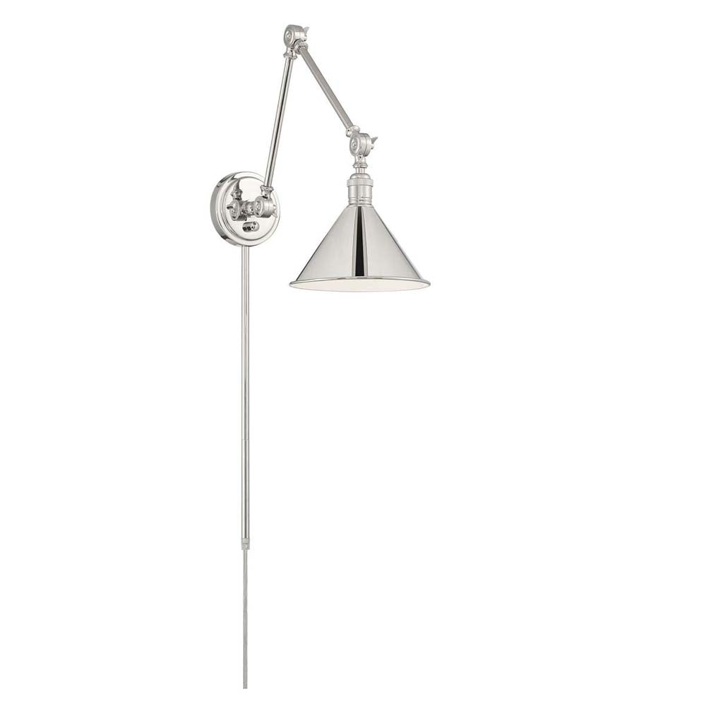 Delancey Swing Arm Lamp Polished Nickel w/ Switch 120v