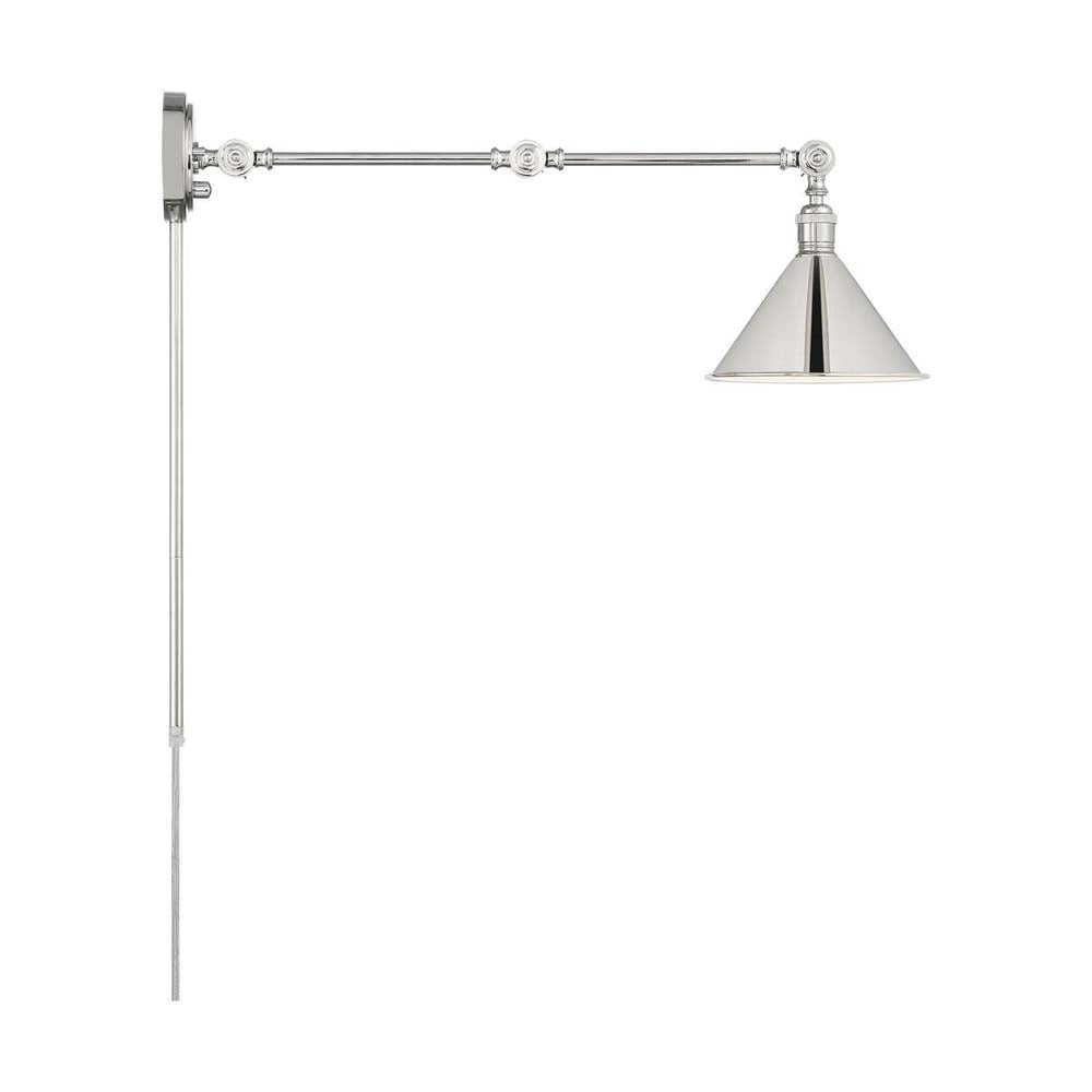Delancey Swing Arm Lamp Polished Nickel w/ Switch 120v