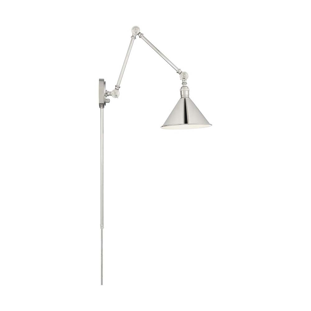 Delancey Swing Arm Lamp Polished Nickel w/ Switch 120v