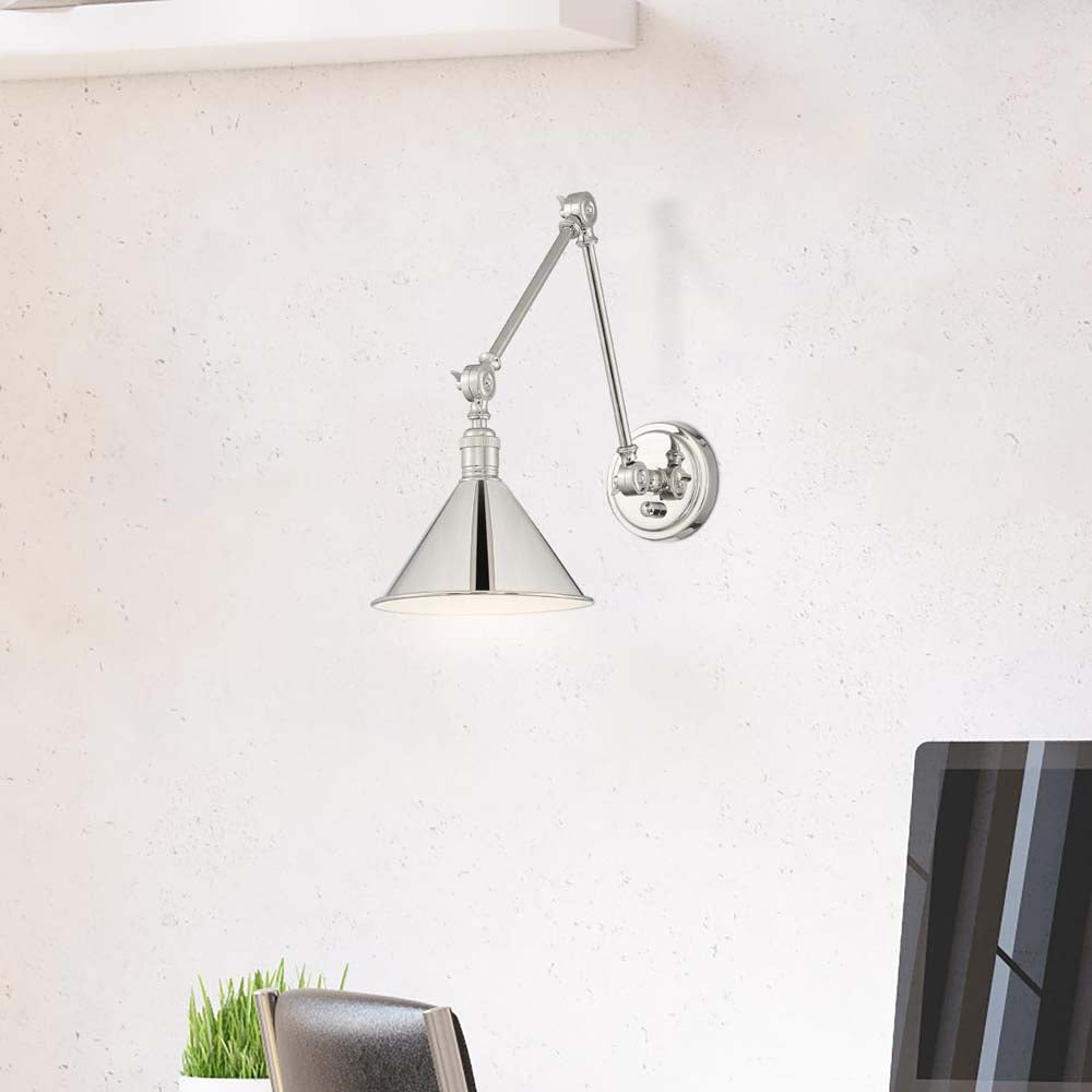 Delancey Swing Arm Lamp Polished Nickel w/ Switch 120v