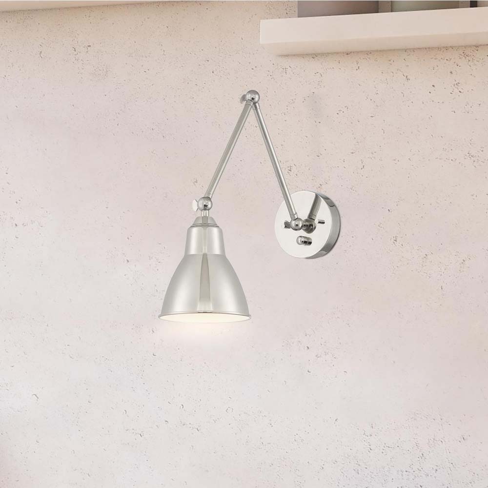 Fulton Swing Arm Lamp Polished Nickel w/ Switch 120v