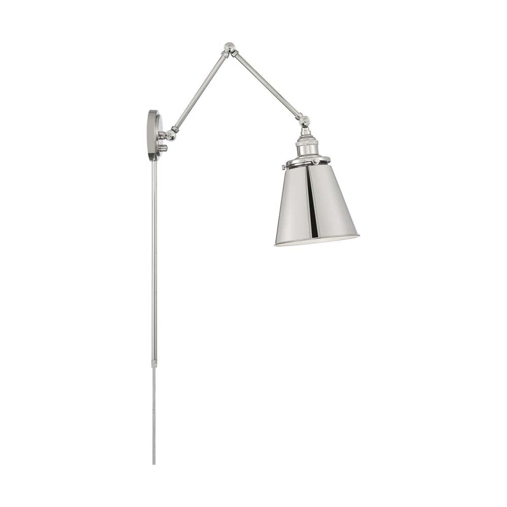 Bayard Swing Arm Lamp Polished Nickel w/ Switch 120v