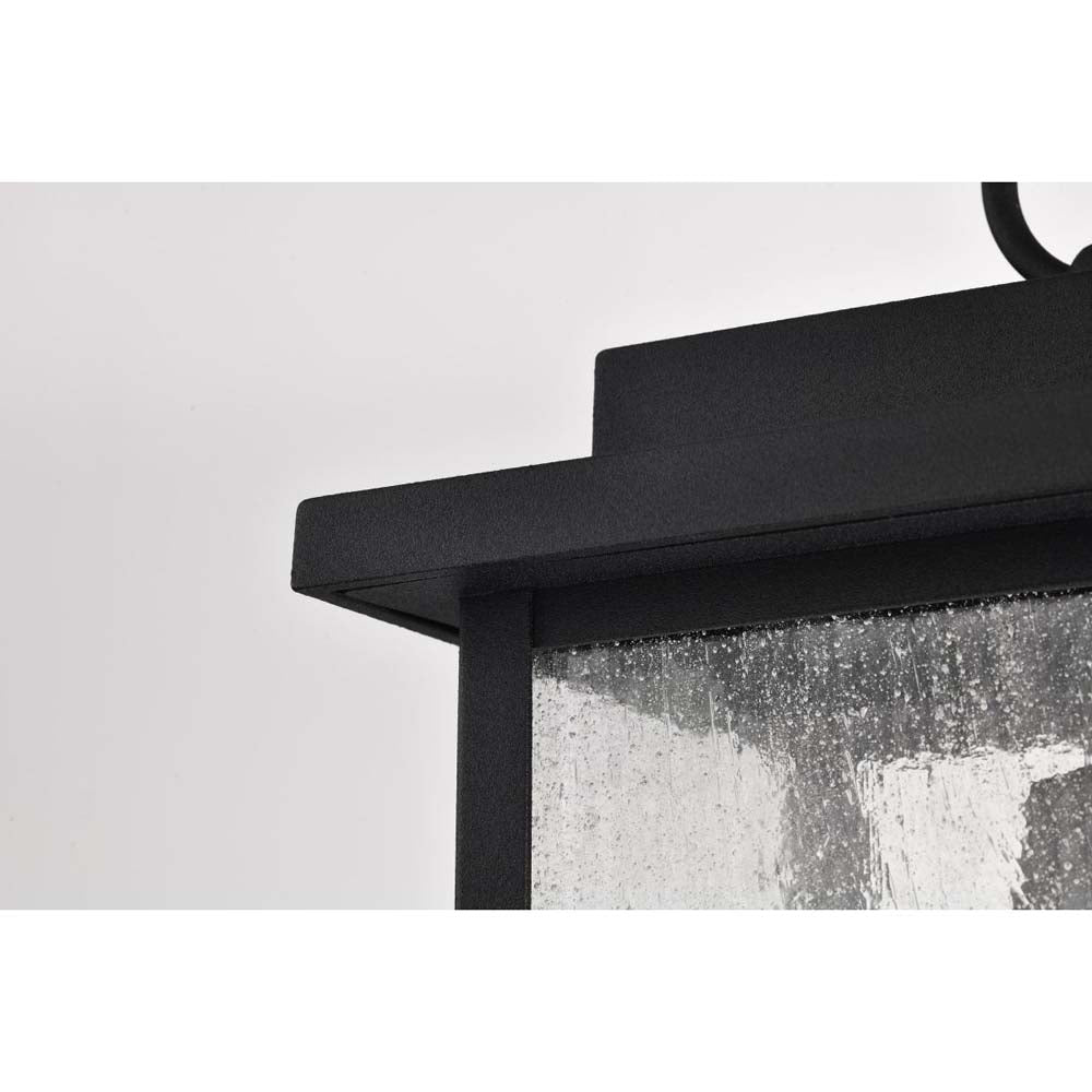 Sullivan Outdoor 16-in Hanging Light Matte Black Finish w/ Clear Seedy Glass