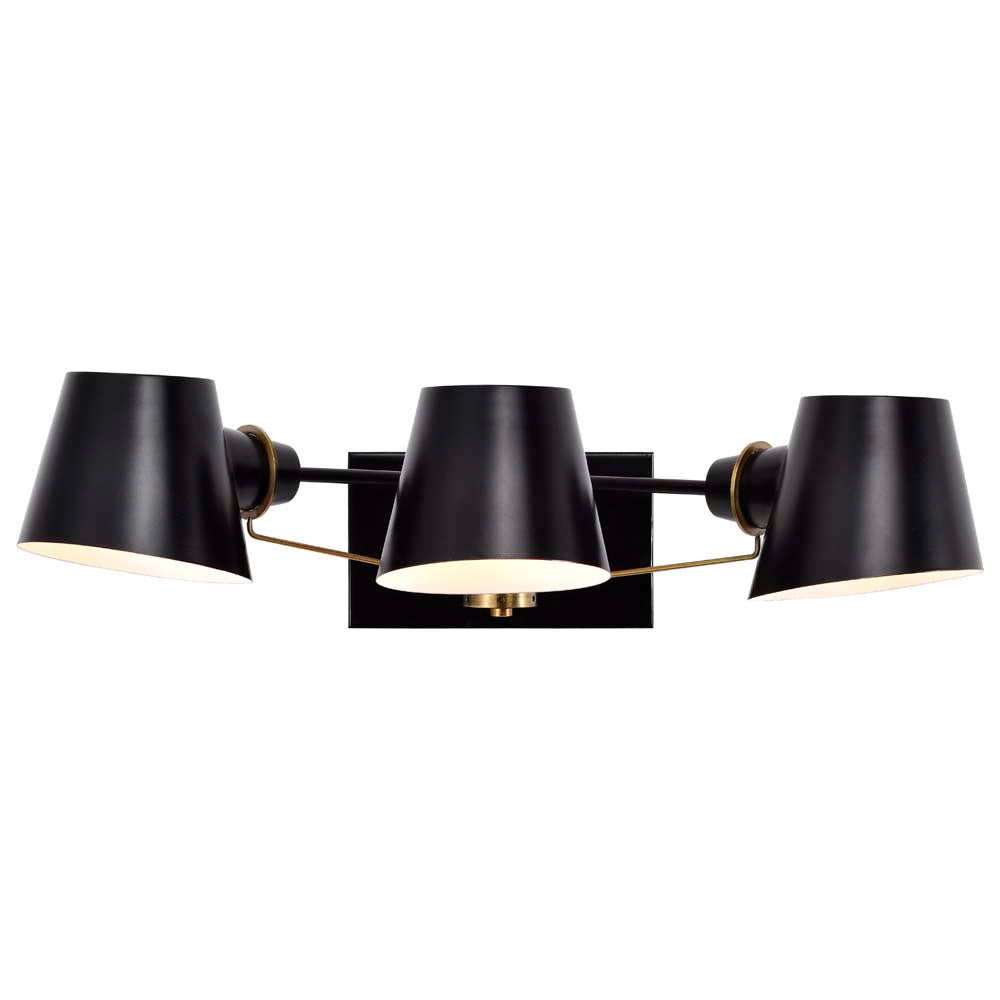 Baxter 3 Light Vanity Black with Burnished Brass
