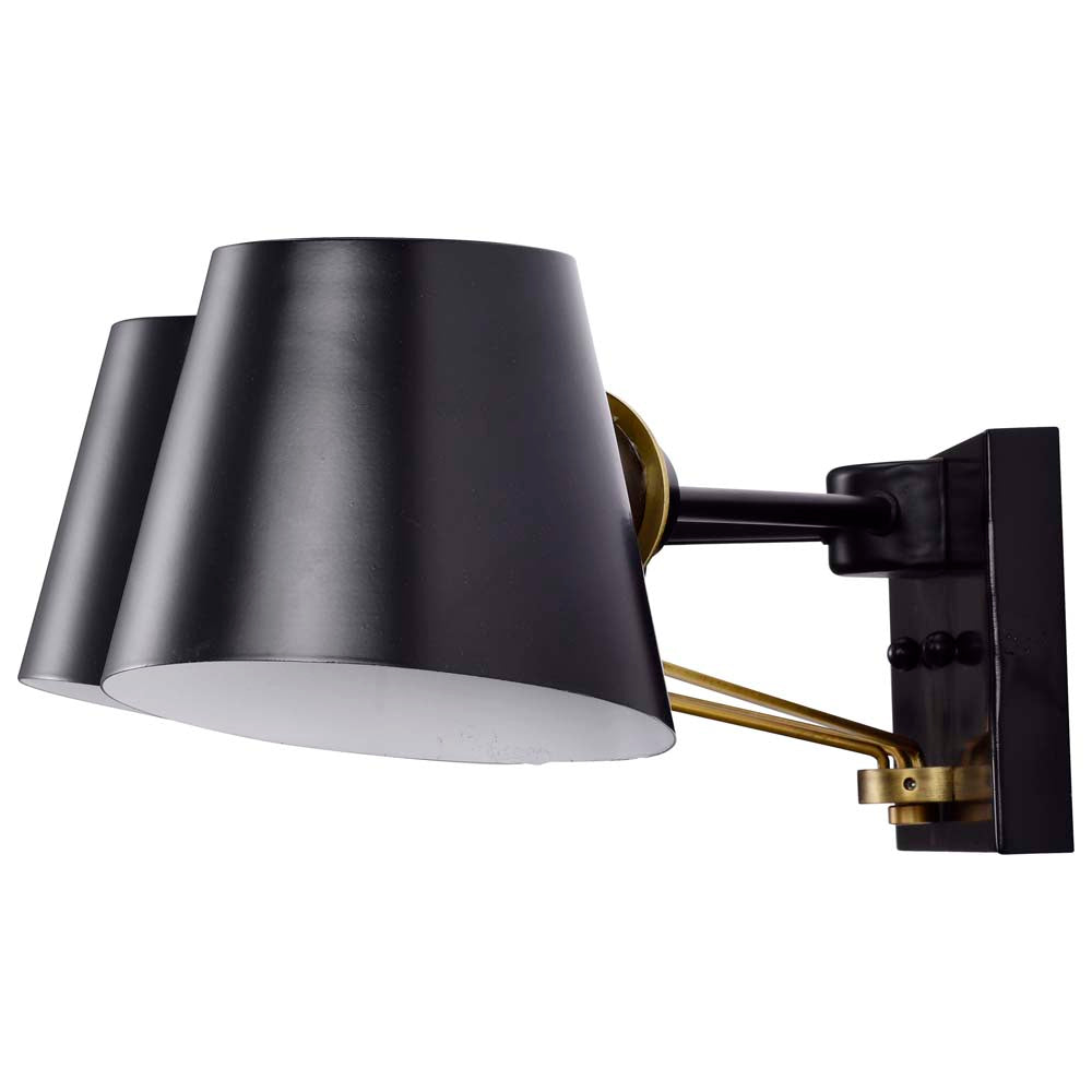 Baxter 3 Light Vanity Black with Burnished Brass