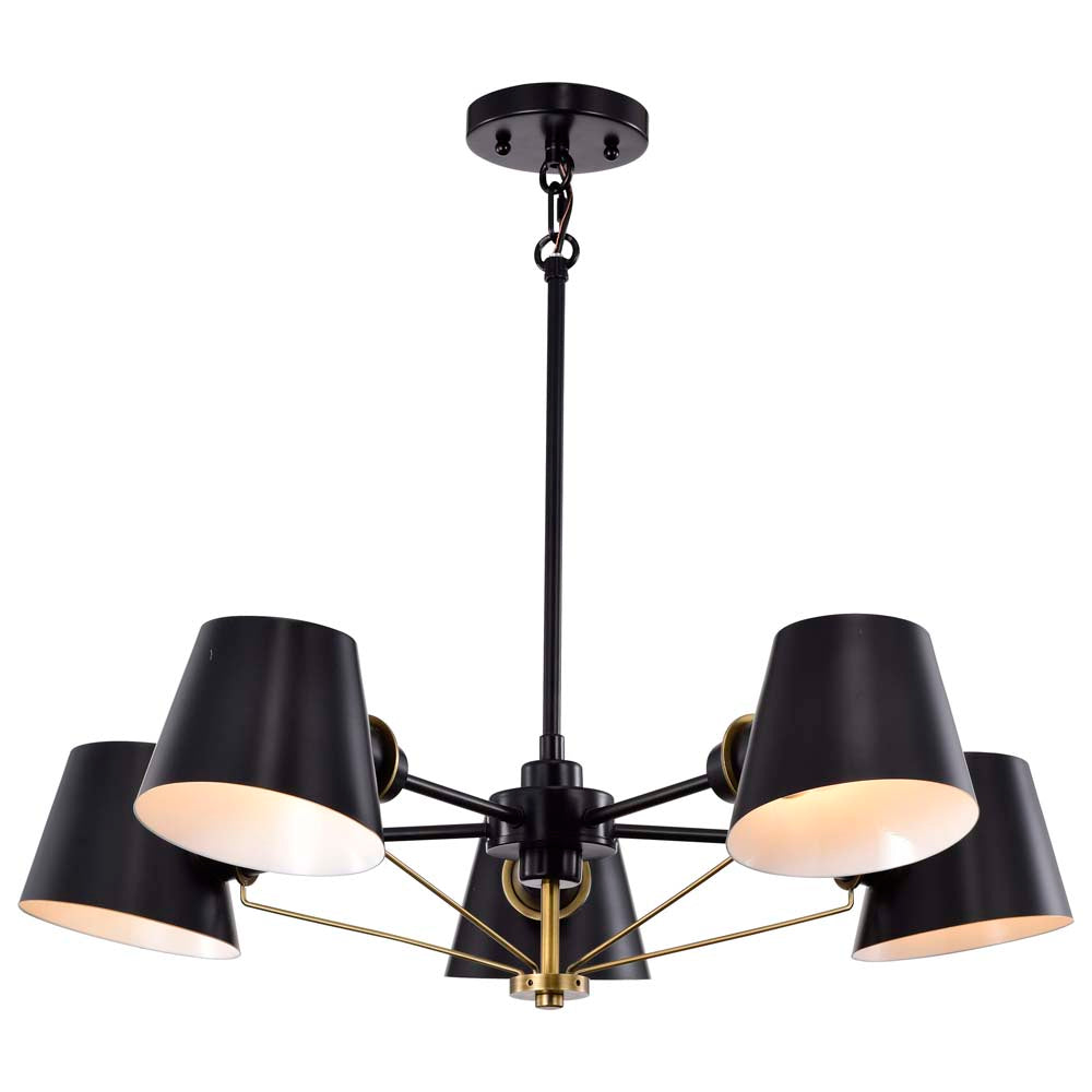 Baxter 5-Light Chandelier Black with Burnished Brass