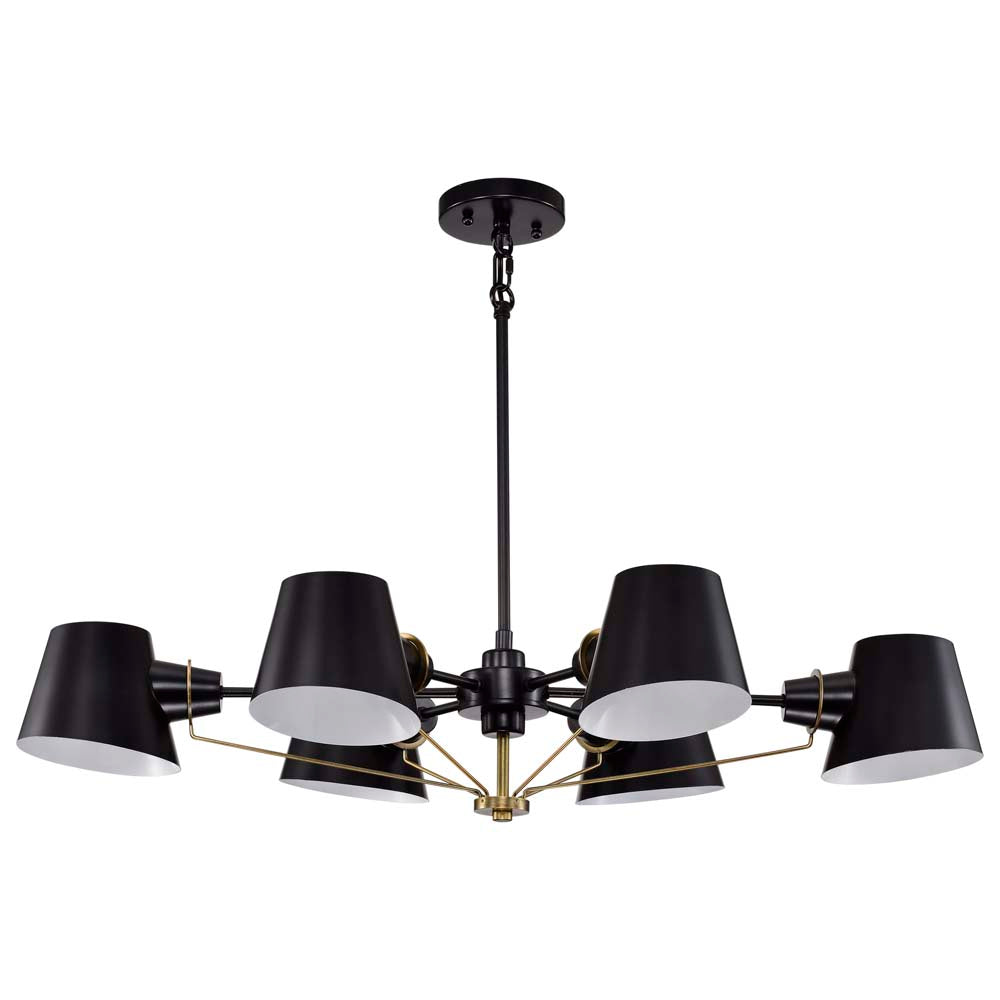 Baxter 6-Light Oval Chandelier Black with Burnished Brass