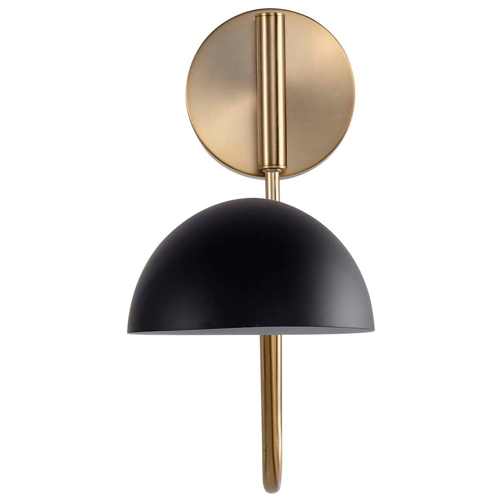 Trilby 1-Light Wall Sconce Matte Black with Burnished Brass