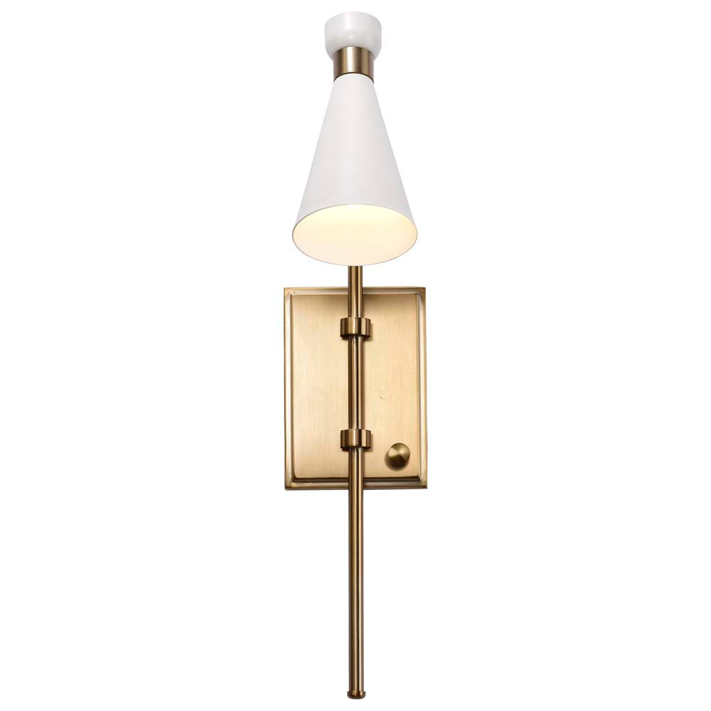 Prospect 1-Light Wall Sconce Matte White with Burnished Brass