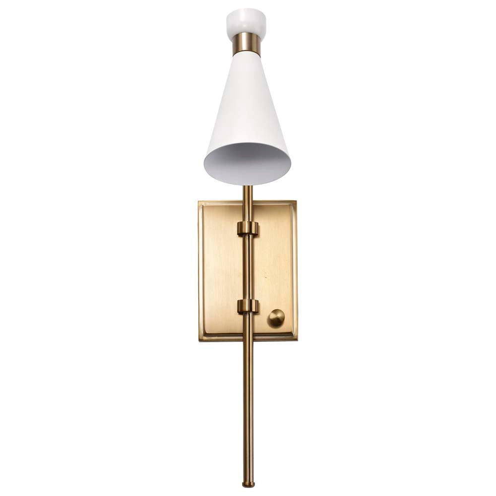 Prospect 1-Light Wall Sconce Matte White with Burnished Brass