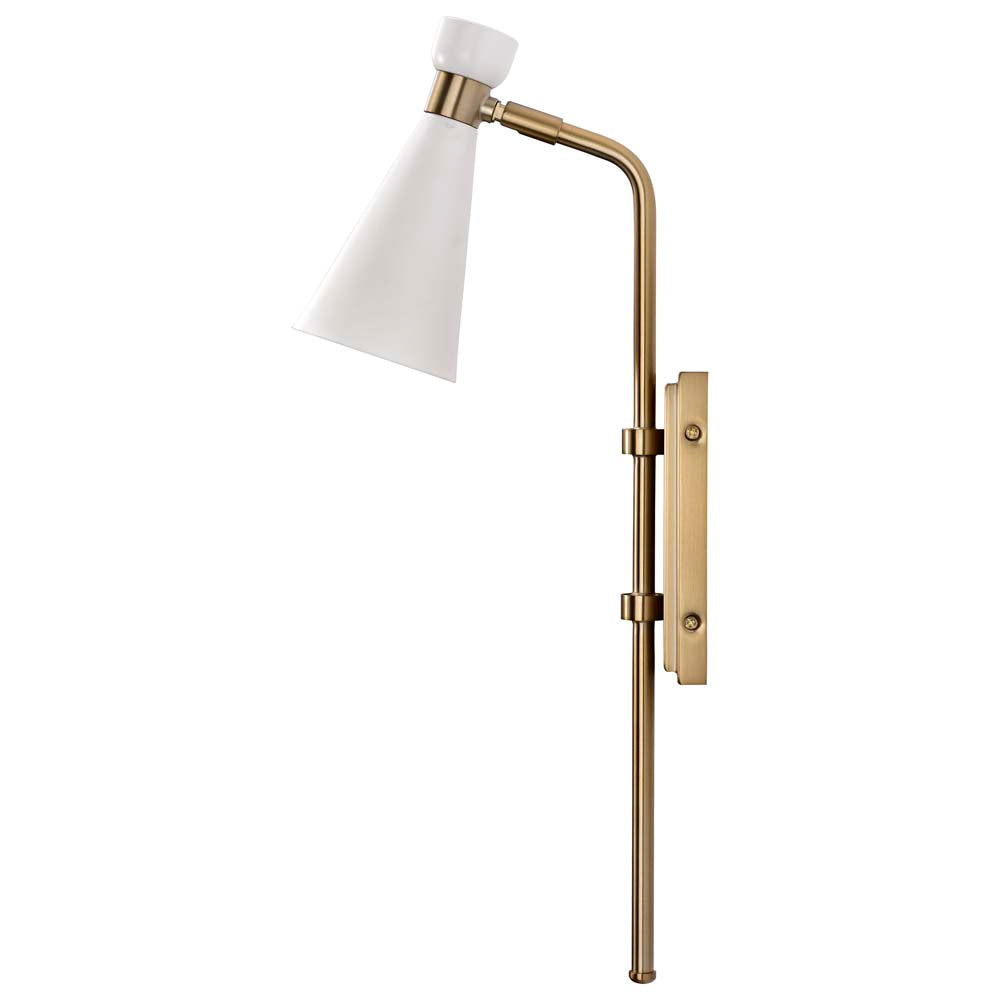 Prospect 1-Light Wall Sconce Matte White with Burnished Brass