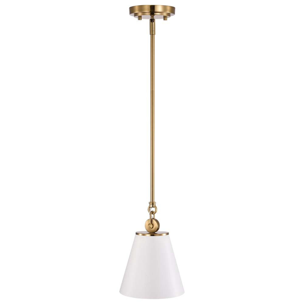 Dover 1-Light Small Pendant White with Vintage Brass