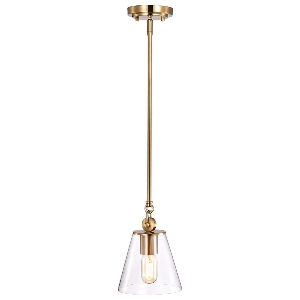 Dover 1-Light Small Pendant Vintage Brass with Clear Glass