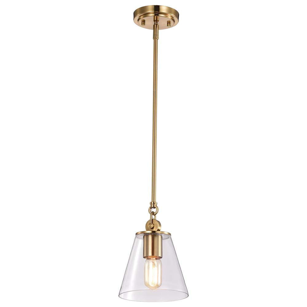 Dover 1-Light Small Pendant Vintage Brass with Clear Glass
