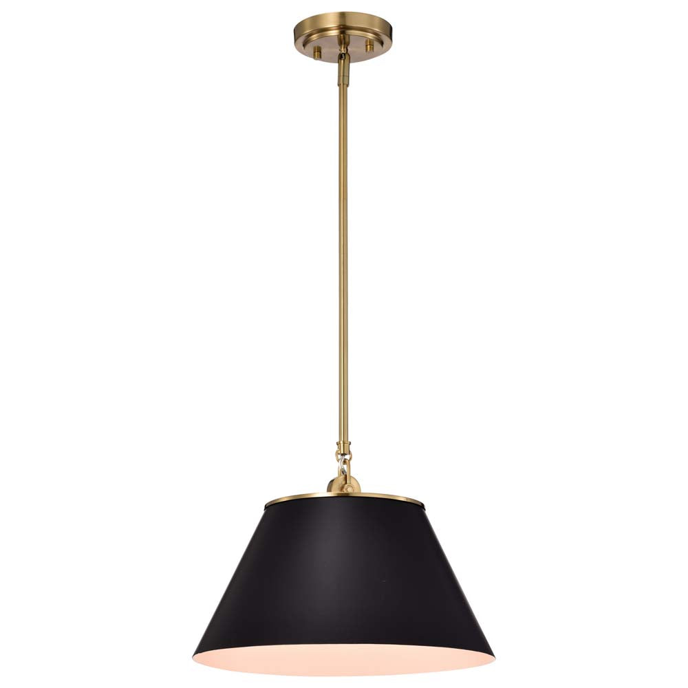Dover 1-Light Medium Pendant Black with Vintage Brass