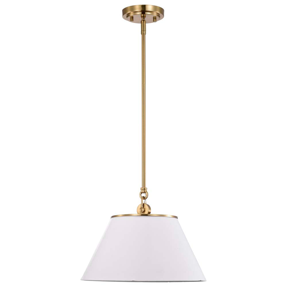Dover 1-Light Medium Pendant White with Vintage Brass