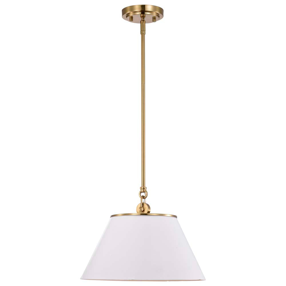 Dover 1-Light Medium Pendant White with Vintage Brass
