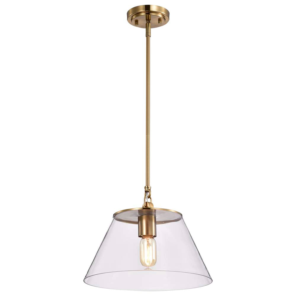 Dover 1-Light Medium Pendant Vintage Brass with Clear Glass