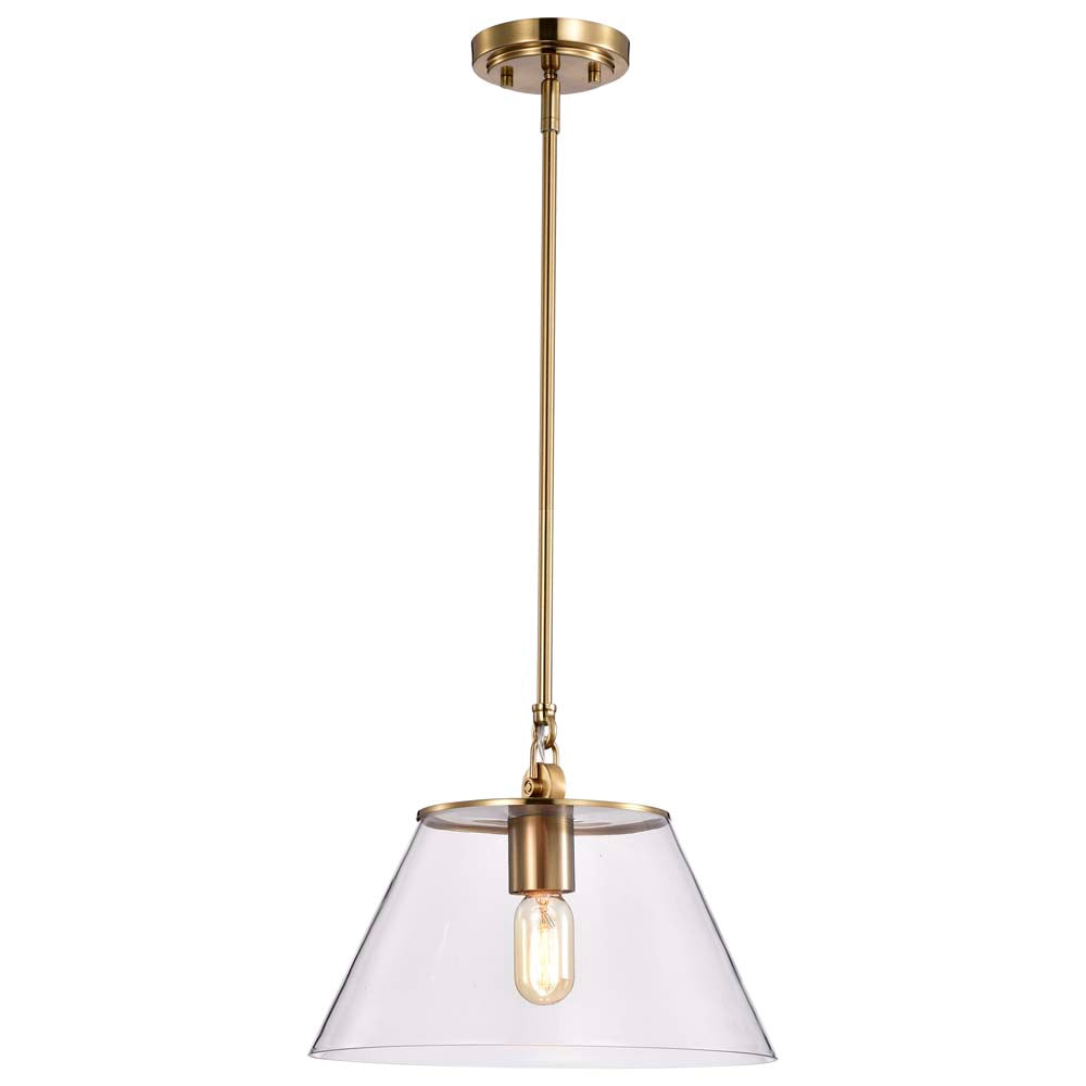 Dover 1-Light Medium Pendant Vintage Brass with Clear Glass