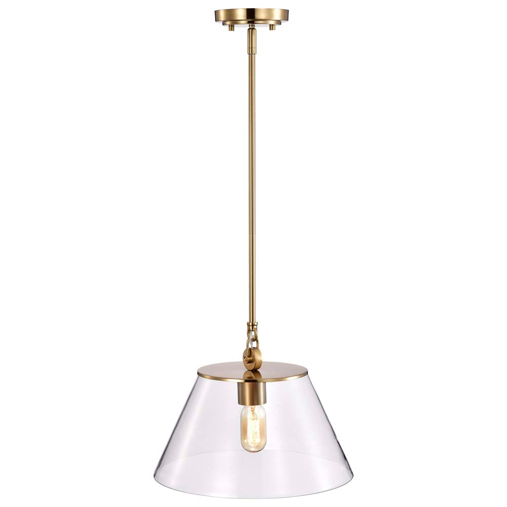 Dover 1-Light Medium Pendant Vintage Brass with Clear Glass