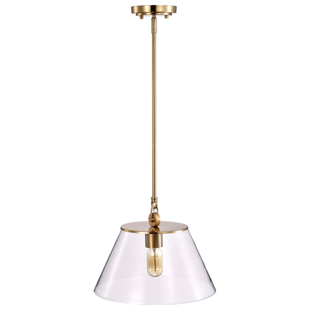 Dover 1-Light Medium Pendant Vintage Brass with Clear Glass