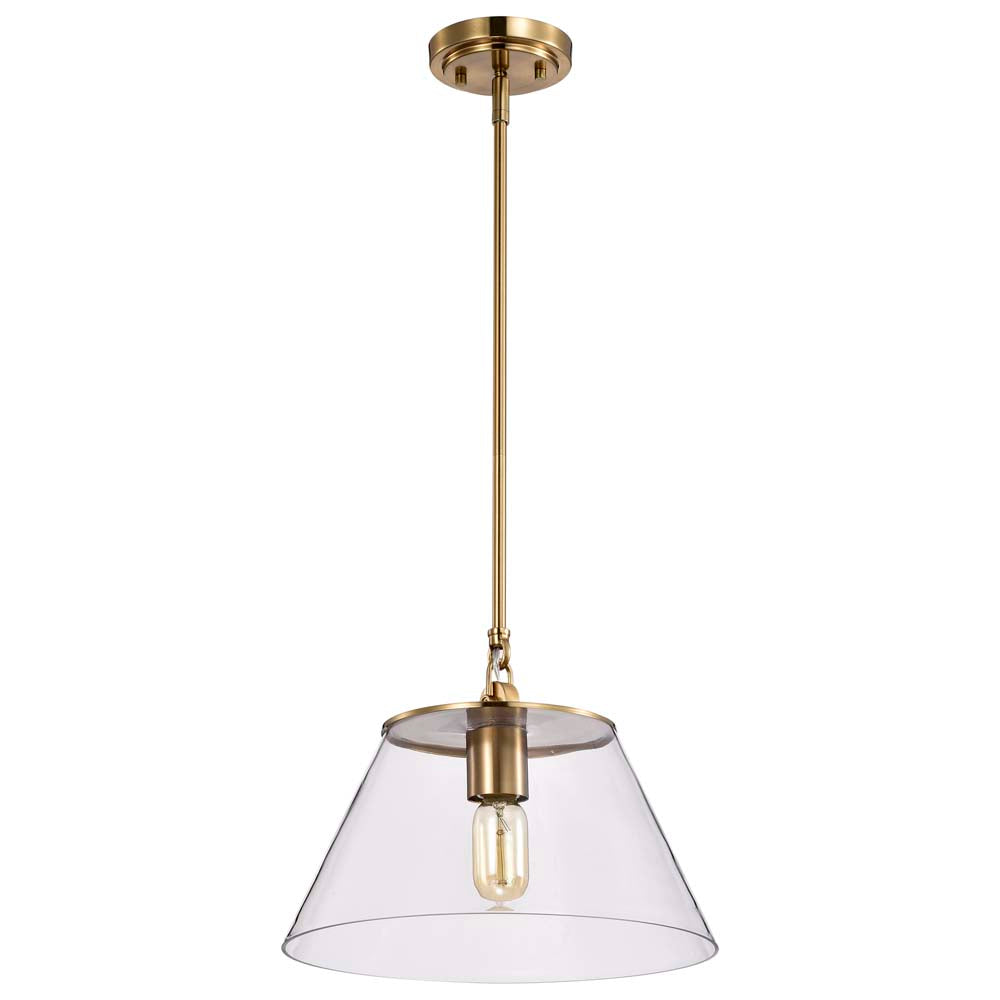 Dover 1-Light Medium Pendant Vintage Brass with Clear Glass