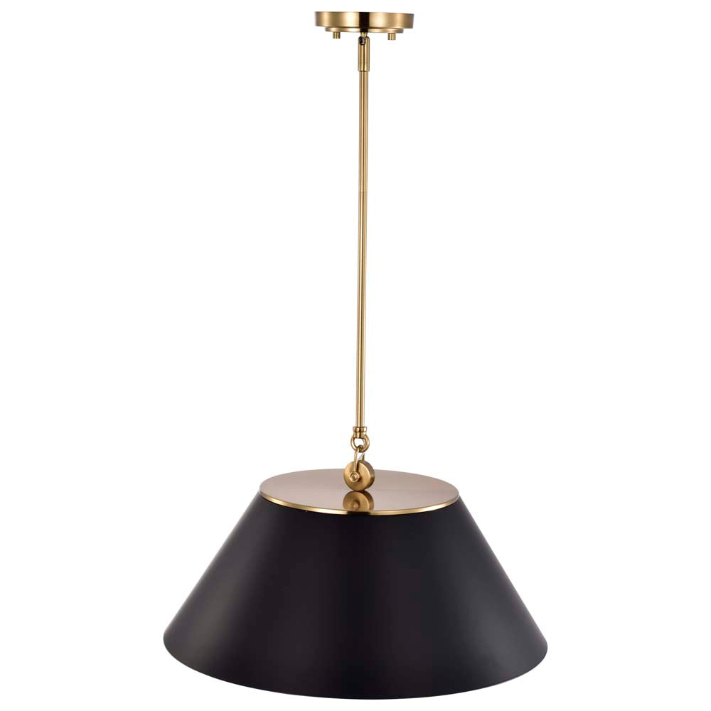 Dover 3-Light Large Pendant Black with Vintage Brass