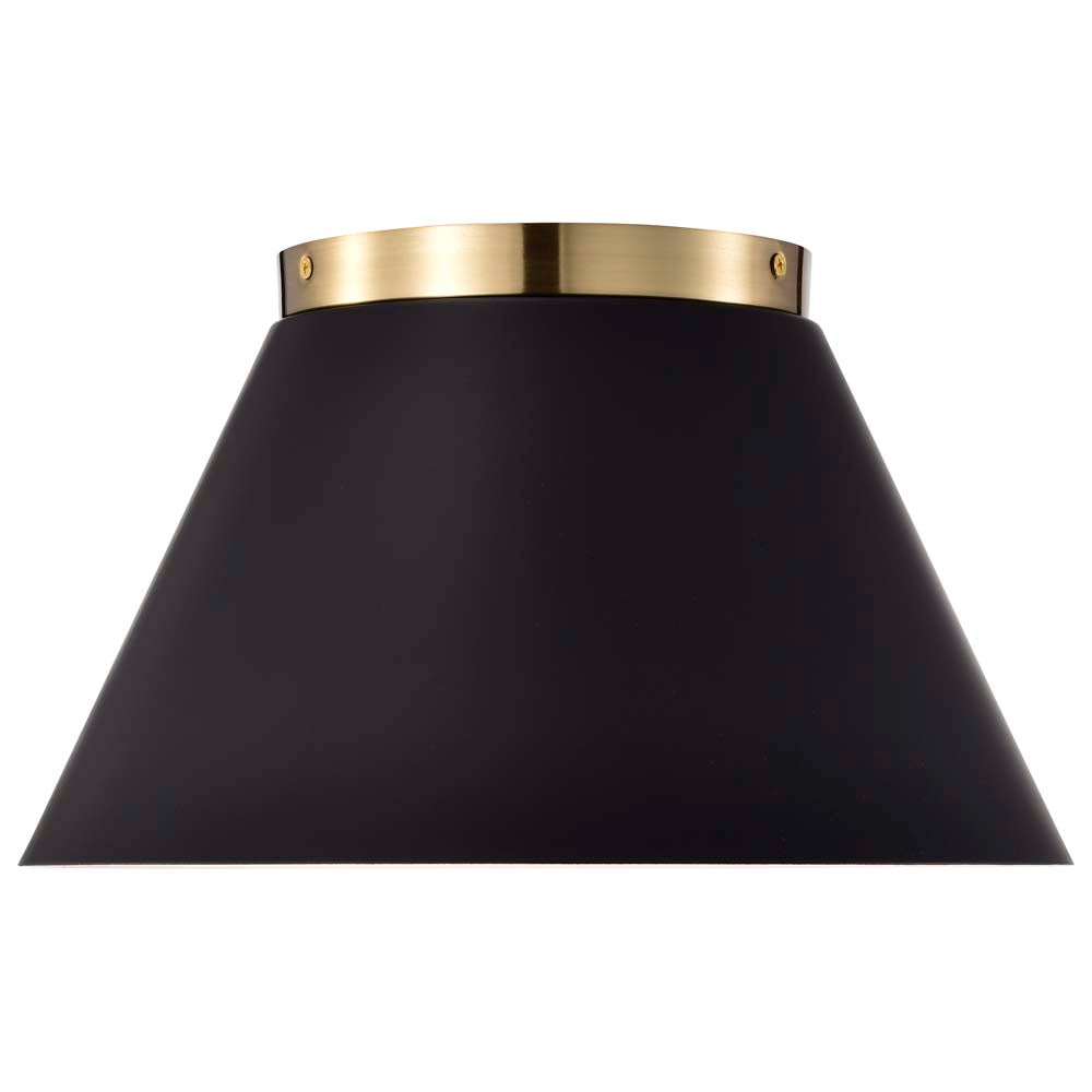 Dover 3-Light Small Flush Mount Black with Vintage Brass