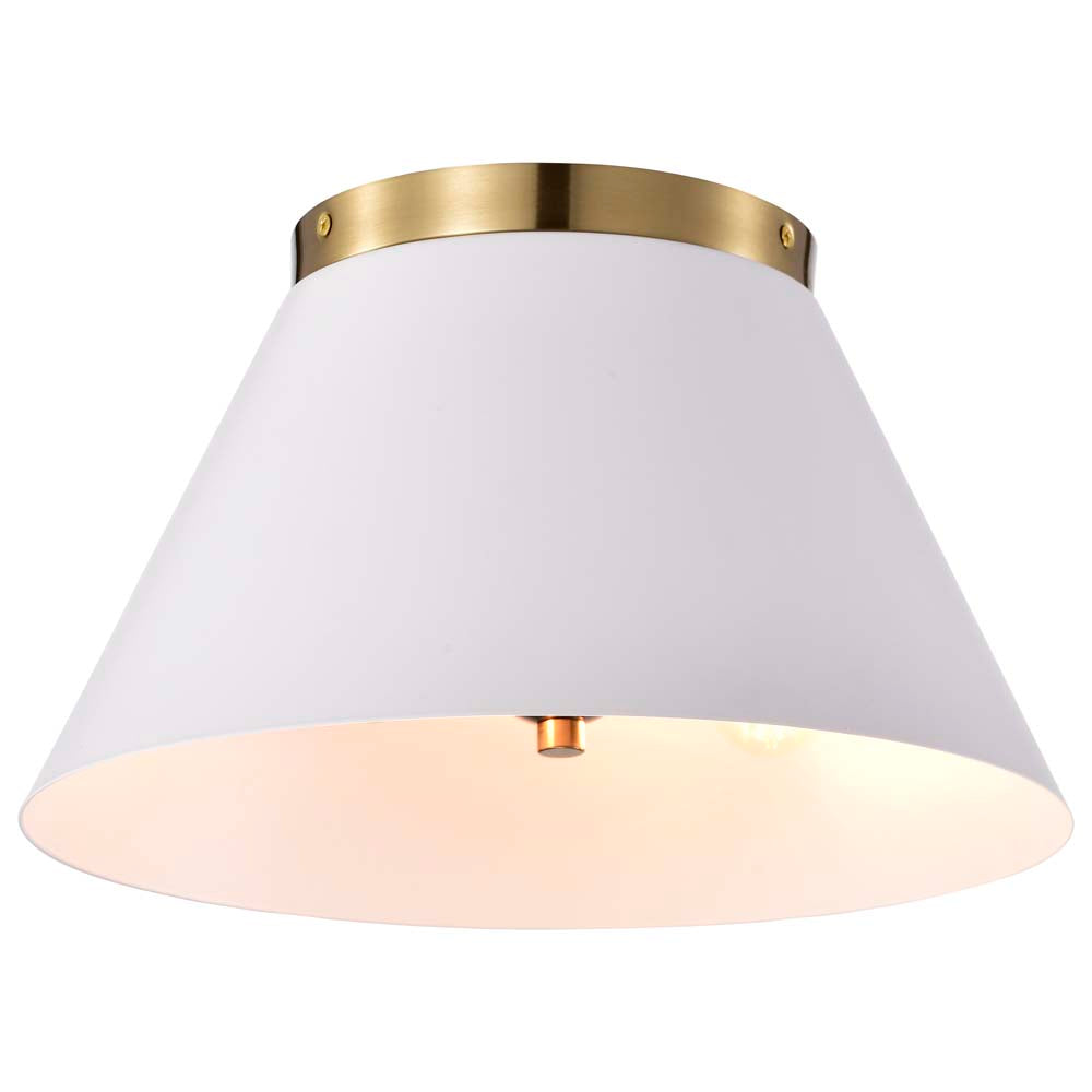 Dover 3-Light Small Flush Mount White with Vintage Brass