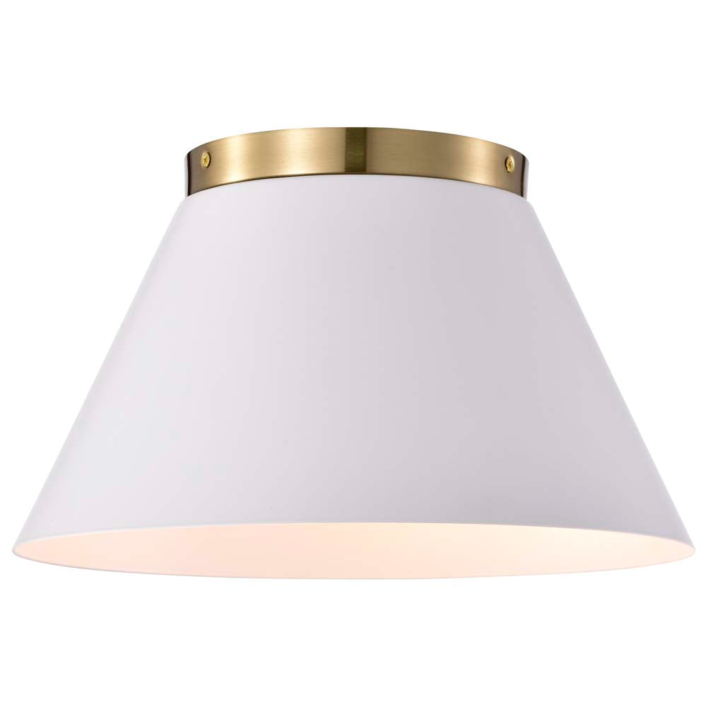 Dover 3-Light Small Flush Mount White with Vintage Brass