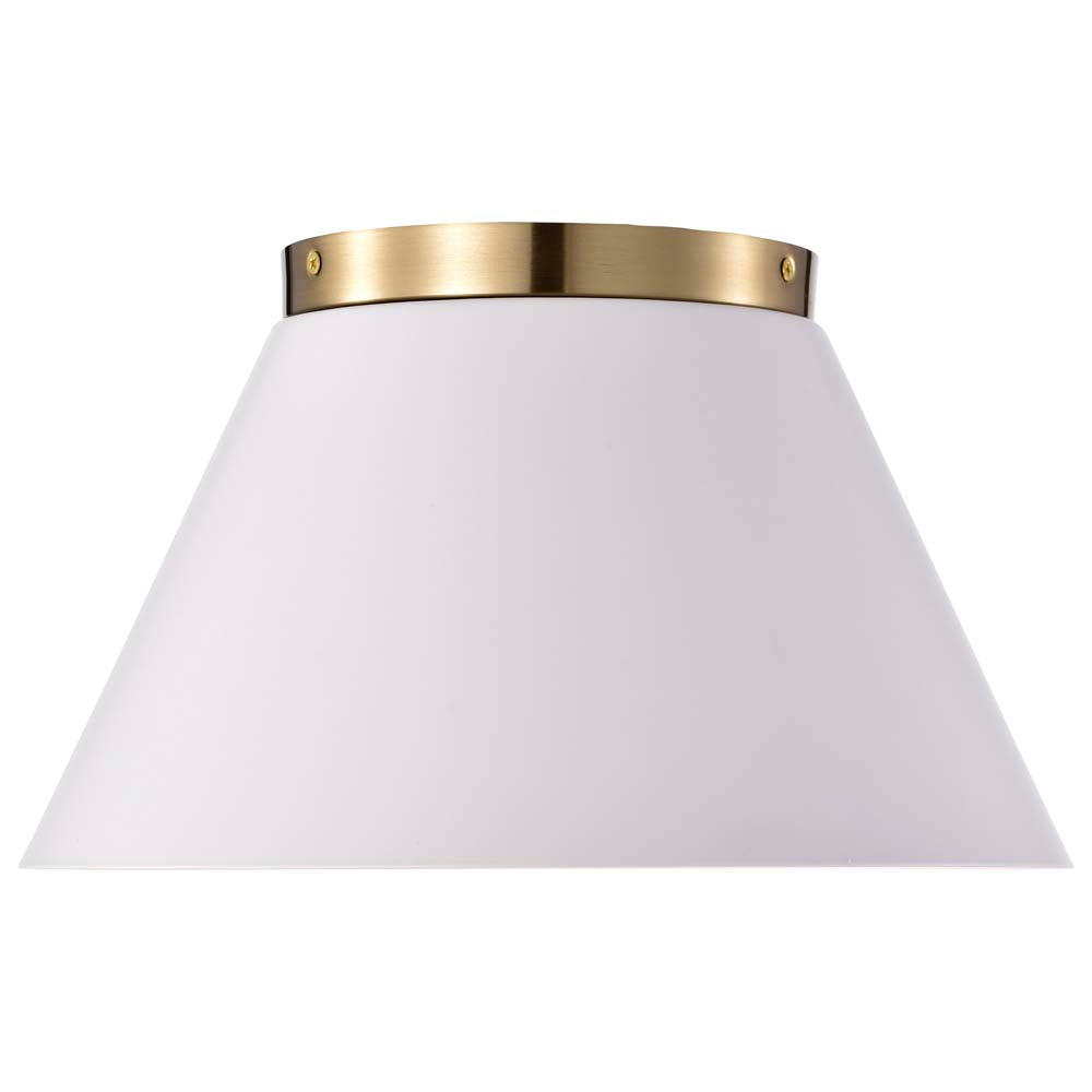 Dover 3-Light Small Flush Mount White with Vintage Brass
