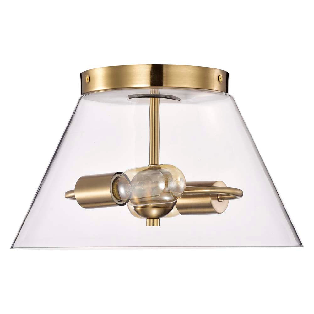 Dover 3-Light Small Flush Mount Vintage Brass with Clear Glass