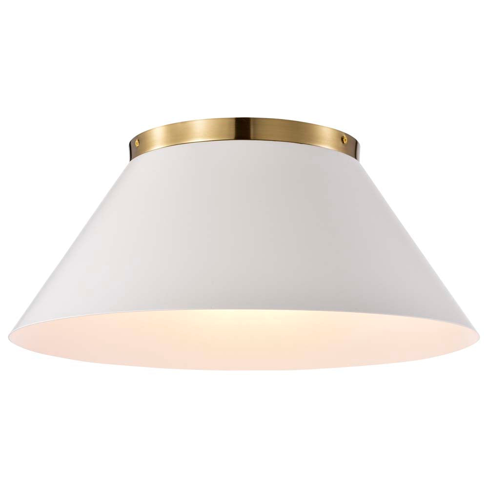 Dover 3-Light Large Flush Mount White with Vintage Brass