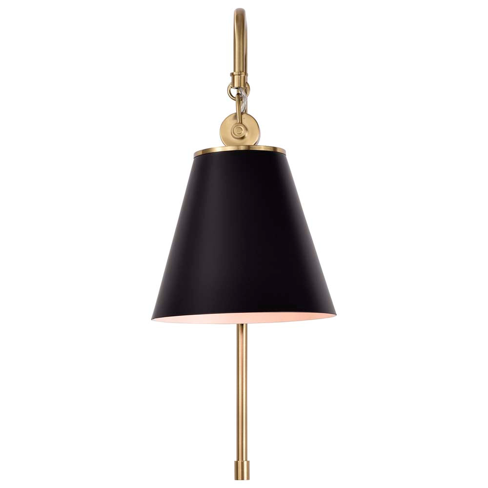 Dover 1-Light Wall Sconce Black with Vintage Brass