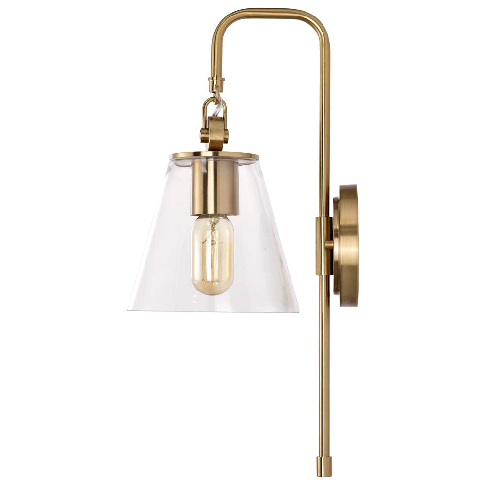 Dover 1-Light Wall Sconce Vintage Brass with Clear Glass